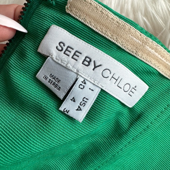 See By Chloe Ottoman Zipper Dress Green Sz 4 - Picture 6 of 13